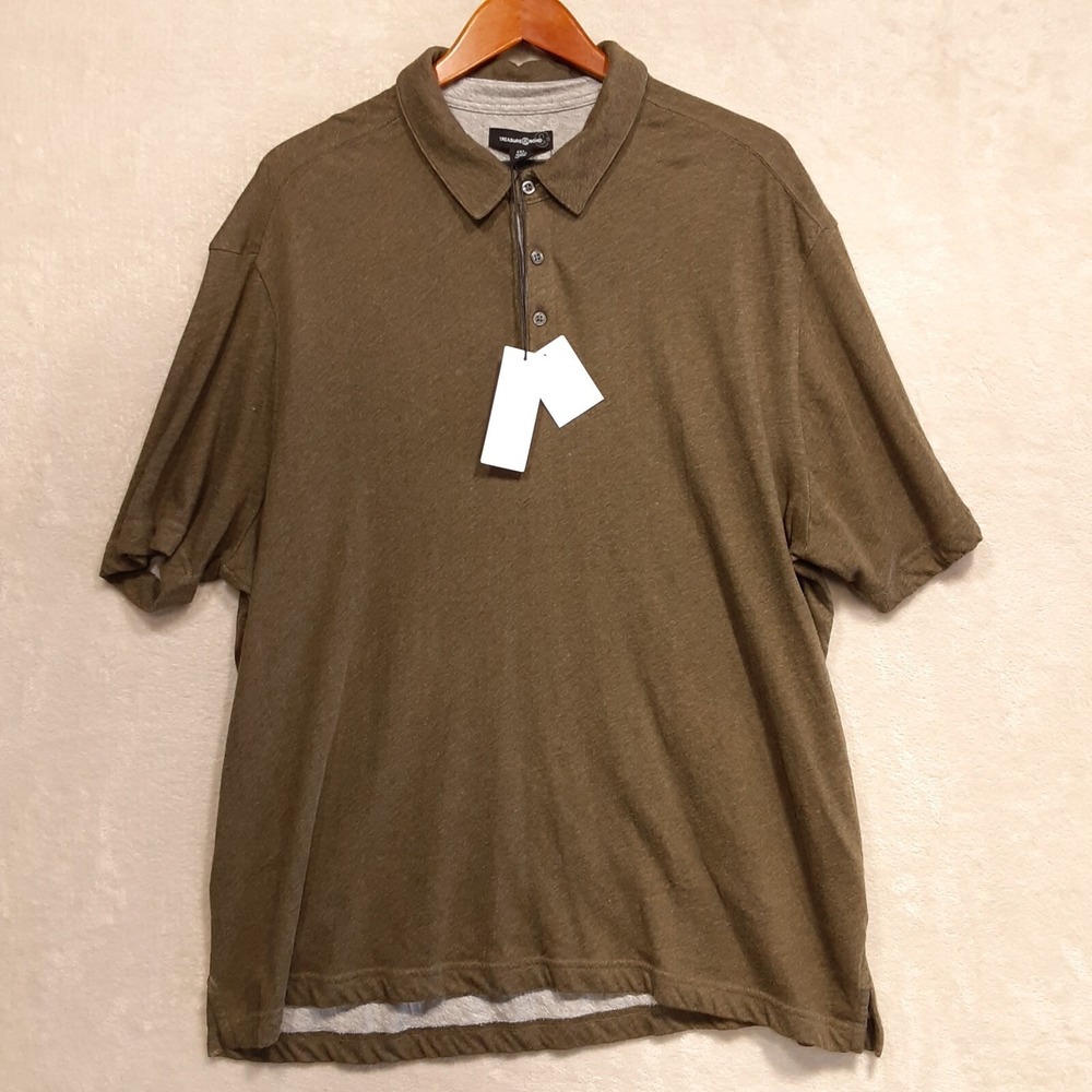 Treasure & Bond Mens Polo Shirt Sz.2XL/Olive Tree Heather-Green/Rayon Cotton